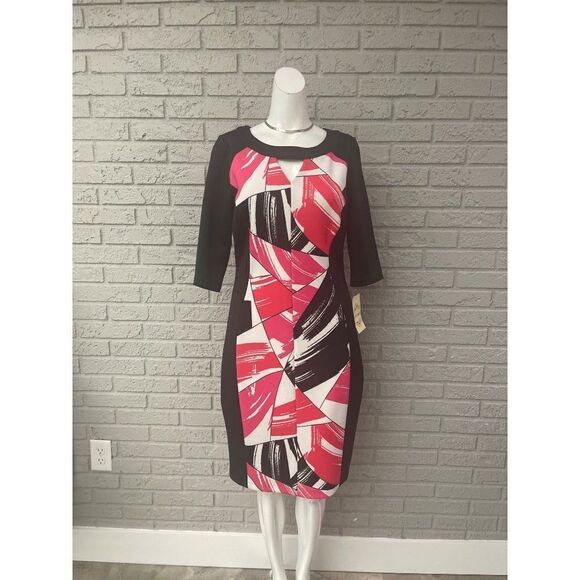 Sangria Abstract Print Scuba Dress Size 10 NWT - Picture 1 of 10